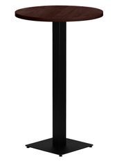 Table haute de bar ronde bois foncé et pieds carré acier noir Mooby 70 cm