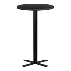 Table haute de bar ronde noir et pieds en forme de croix acier noir Kooky 70 cm