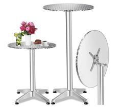Table haute ronde réglable et pliable en aluminium COKTAL 60 cm – Intérieur et extérieur