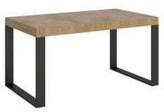 Table industrielle chêne clair et pieds métal anthracite Tiroz 160 cm