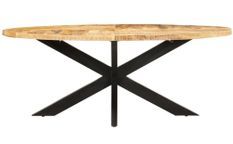 Table industrielle ovale 200x100x75 cm Bois de manguier brut