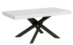 Table italienne blanche et pieds entrelacés gris foncé 180 cm Artemis