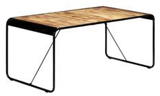 Table manguier massif clair et pieds métal noir Surry 180 cm