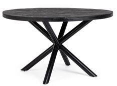 Table ronde bois de manguier noir et pieds acier noir Tinka 130 cm