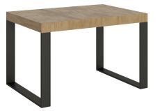 Table moderne extensible 4 à 10 places L 130 à 234 cm bois clair et pieds métal anthracite Tiroz