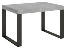 Table moderne extensible 4 à 10 places L 130 à 234 cm gris béton et pieds métal anthracite Tiroz