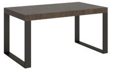 Table moderne extensible 6 à 10 places personnes L 160 à 264 cm marron et pieds métal anthracite Tiroz