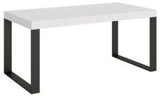 Table moderne extensible 6 à 14 places L 180 à 284 cm blanche et pieds métal anthracite Tiroz