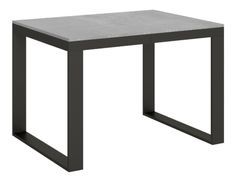 Table moderne extensible 6 à 16 places L 120 à 380 cm gris béton et cadre métal anthracite Likro