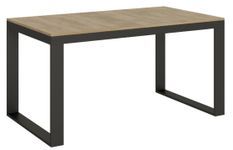 Table moderne extensible 6 à 20 places L 160 à 420 cm bois clair et cadre métal anthracite Likro