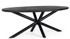 Table ovale bois de manguier noir et pieds acier noir Tinka 130 cm