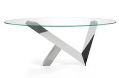 Table ovale design acier chromé et verre trempé Futura 200 cm