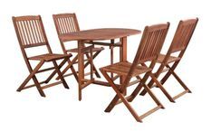 Table ovale et 4 chaises de jardin acacia clair Napoli