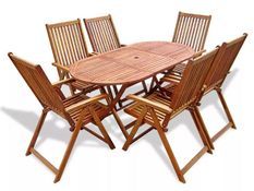 Table ovale et 6 chaises de jardin acacia clair Polina 3