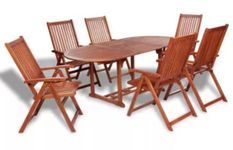Table ovale et 6 chaises de jardin acacia foncé Polina