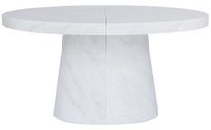 Table ovale extensible bois effet marbre blanc Aleez