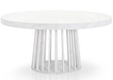 Table ovale extensible effet marbre blanc Ritchi 150/300 cm