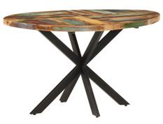 Table ovale industrielle 140x80x75 cm bois recyclé massif et métal noir Vosa