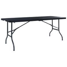 Table pliable de jardin Noir 180x75x72 cm PEHD Imitation rotin 2