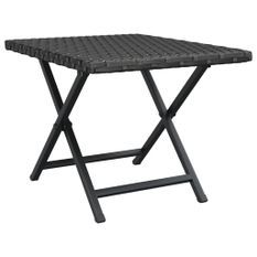 Table pliable noir 45x35x32 cm résine tressée