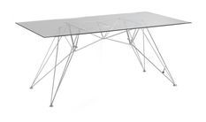 Table rectangle en acier et verre trempé Cyndi L 180 cm