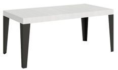 Table rectangulaire 130 cm blanc et pieds métal anthracite Flavio 6 places