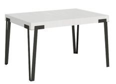Table rectangulaire 130 cm blanc et pieds métal anthracite Konta