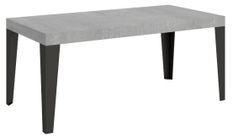 Table rectangulaire 130 cm gris béton et pieds métal anthracite Flavio 6 places