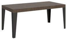 Table rectangulaire 160 cm noyer et pieds métal anthracite Flavio 6 places