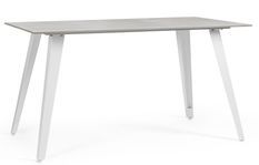 Table rectangulaire ARJETA 140 cm – grès cérame effet marbre & pieds acier