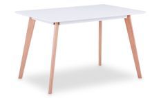 Table rectangulaire bois blanc et pieds chêne clair Binnou 120 cm