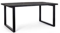 Table rectangulaire bois de manguier noir et pieds acier noir Tinka 160 cm
