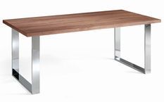 Table rectangulaire bois plaqué noyer et pieds acier chromé Hena 180 cm