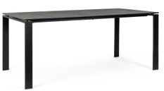 Table rectangulaire céramique anthracite et pieds acier noir Benja 180 cm