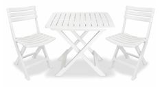 Table rectangulaire et 2 chaises de jardin plastique blanc Camille