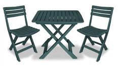 Table rectangulaire et 2 chaises de jardin plastique vert Camille