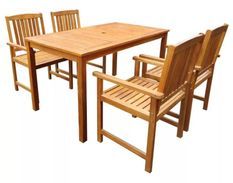 Table rectangulaire et 4 chaises de jardin acacia clair Polina 3