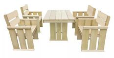 Table rectangulaire et 4 chaises de jardin pin massif clair Stylies