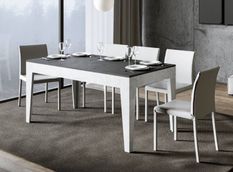 Table rectangulaire extensible 160/220 cm blanc et anthracite Mixa