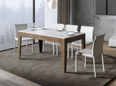 Table rectangulaire extensible 160/220 cm marron et blanc Mixa