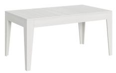 Table rectangulaire extensible 4 à 10 personnes 160/220 cm bois blanc Kina