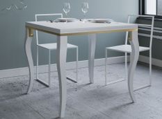 Table rectangulaire extensible 4 à 10 personnes L 120 à 240 cm frêne blanc et métal doré Ola slim
