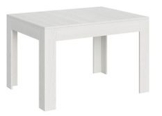 Table rectangulaire extensible 4 à 6 personnes 120 à 180 cm blanc spatulé Tipi