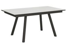 Table rectangulaire extensible 4 à 6 personnes L 120 à 180 cm blanc et métal anthracite Miry