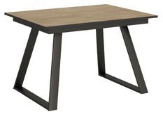 Table rectangulaire extensible 4 à 6 personnes L 120 à 180 cm bois clair et métal anthracite Bareni