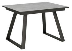 Table rectangulaire extensible 4 à 6 personnes L 120 à 180 cm gris béton et métal anthracite Bareni