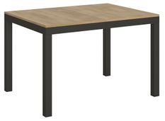 Table rectangulaire extensible bois clair et métal anthracite 6 à 10 personnes L 120 à 224 cm Evy