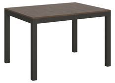 Table rectangulaire extensible 6 à 10 personnes L 120 à 224 cm bois foncé et métal anthracite Evy