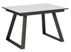 Table rectangulaire extensible 6 à 10 personnes L 160 à 220 cm blanc et métal anthracite Bareni