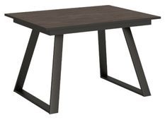 Table rectangulaire extensible 6 à 10 personnes L 160 à 220 cm bois foncé et métal anthracite Bareni
